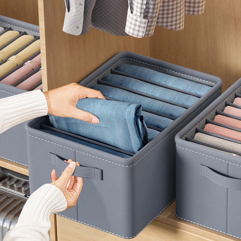 Foldable Clothes Storage Box with Grid Dividers – 6, 7, or 9 Compartments