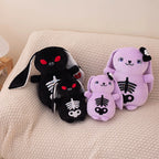 Skeleton Bunny Plush | Spooky Kawaii Lop Rabbit | Embroidered Ribcage & Pelvis | Black (Red Eyes) & Purple (Blue Eyes + Skull Bow) | 22cm & 30cm