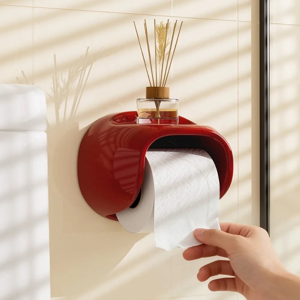 No-Drill Vintage Toilet Paper Box Holder – Wall-Mounted Waterproof PET Dispenser