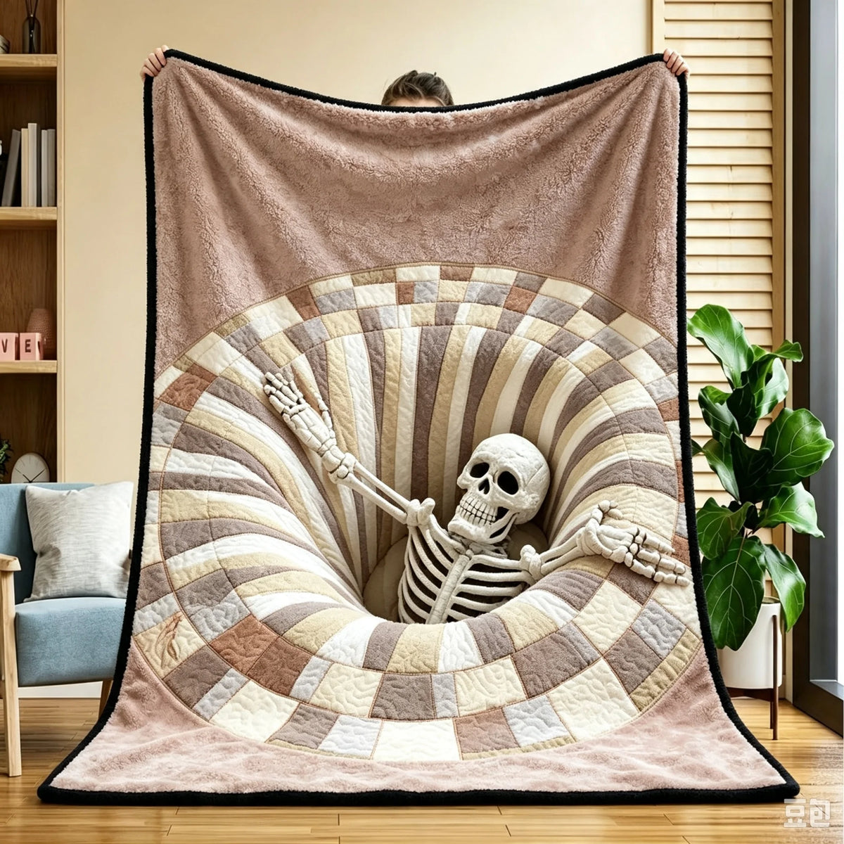 Skeleton Vortex Halloween Throw Blanket for Sofa & Bed Decor