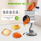 Rotary Grater with 5 Stainless Steel Blades – Manual Vegetable Slicer & Cheese Grater