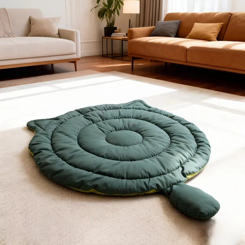 Cat-Shaped Plush Sleeping Mat | Machine Washable | Non-Slip | All-Season | 3 Sizes | Navy Blue