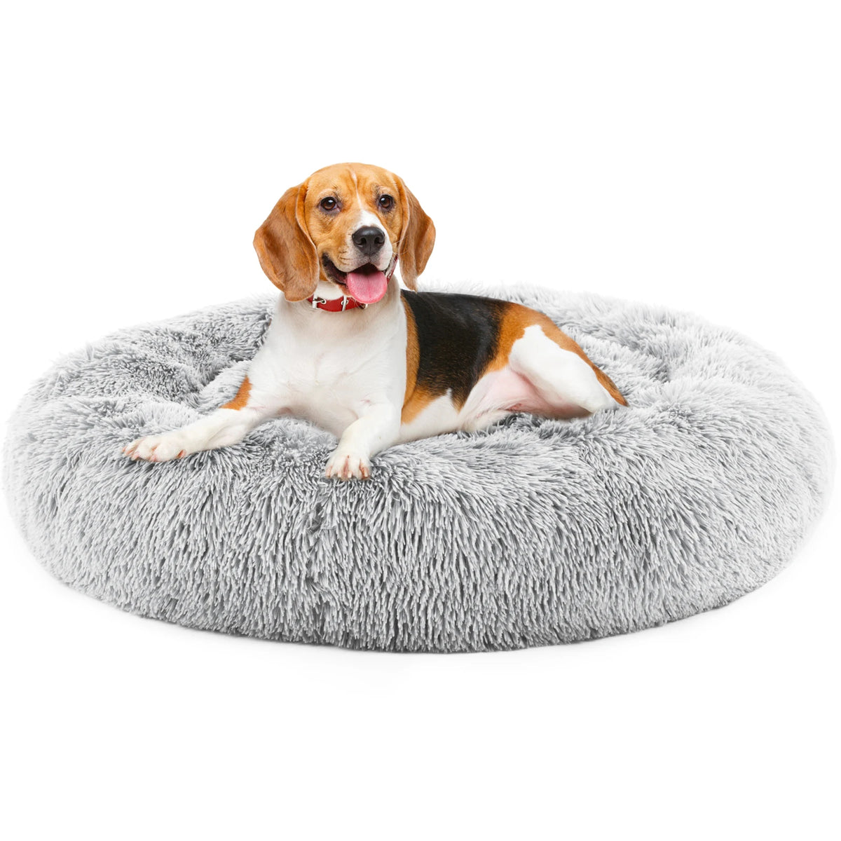 Calming Round Dog Bed | Faux Fur & Coral Fleece | Non-Slip | Machine Washable | 4 Sizes