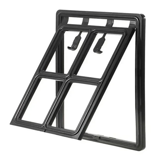 Lockable Pet Screen Door Flap – Mosquito-Proof, for Cats & Dogs, S or L, Black or White