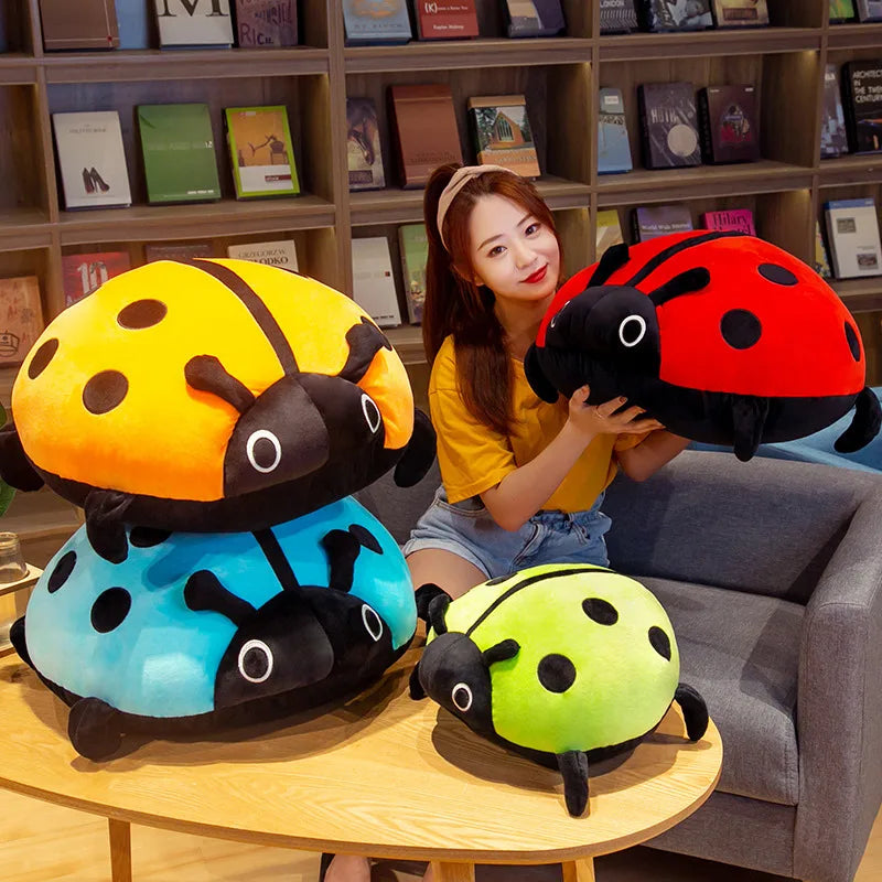 Ladybug Plush Pillow – Soft Spotted Insect in Five Colors