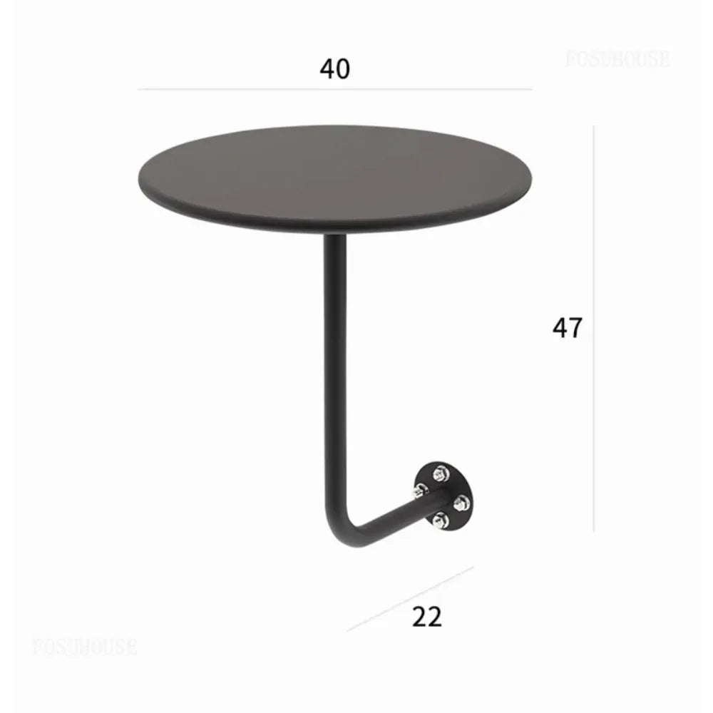 Wall-Mounted Round Floating Side Table | Iron | 6 Colours | Space-Saving