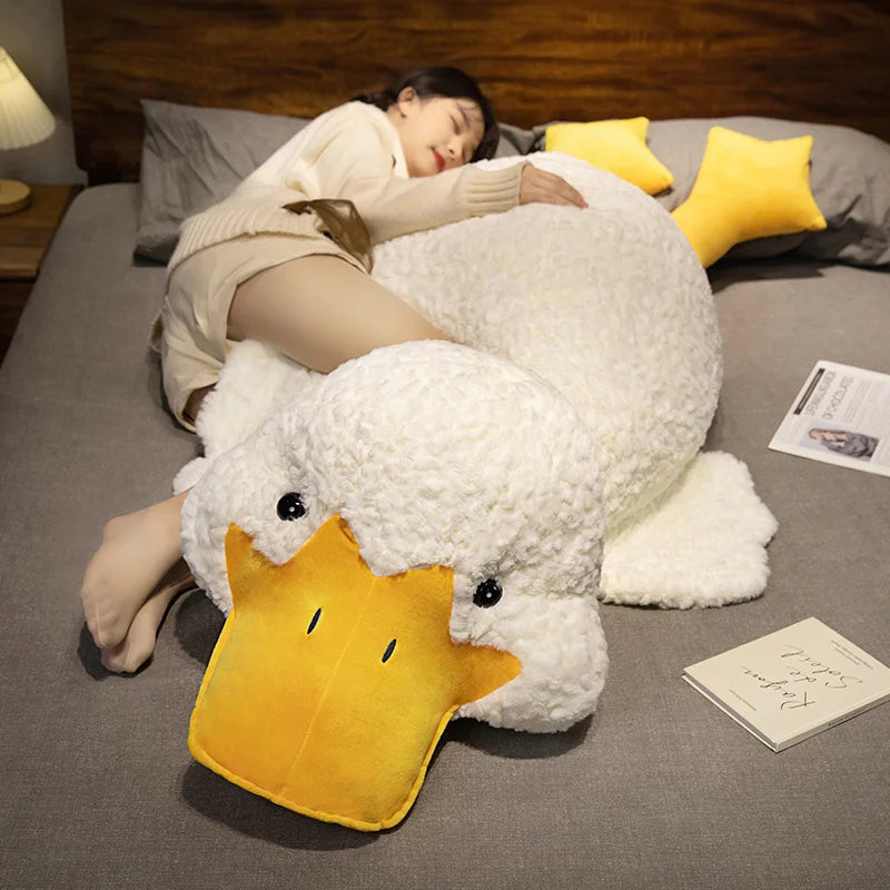 White Duck Plush Pillow – Fluffy Lying Stuffed Animal