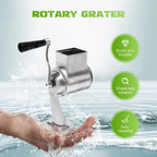 Rotary Grater with 5 Stainless Steel Blades – Manual Vegetable Slicer & Cheese Grater