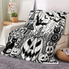 Halloween Pumpkin Flannel Throw Blanket for Sofa & Bed Decor
