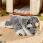Lifelike Schnauzer Plush Stuffed Toy | Salt-Pepper Coat | Weighted & Poseable | Lying Pose | 3 Sizes: 30, 45 & 60cm