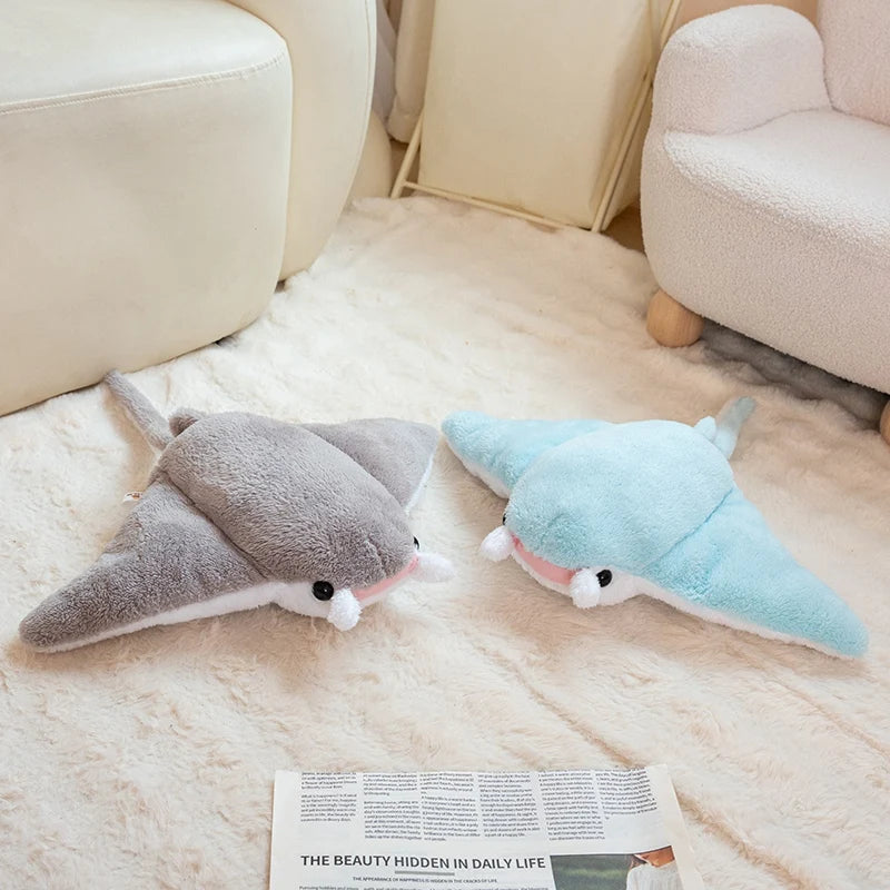 Manta Ray Plush Pillow, Blue or Gray, 49–64cm | BHH Living
