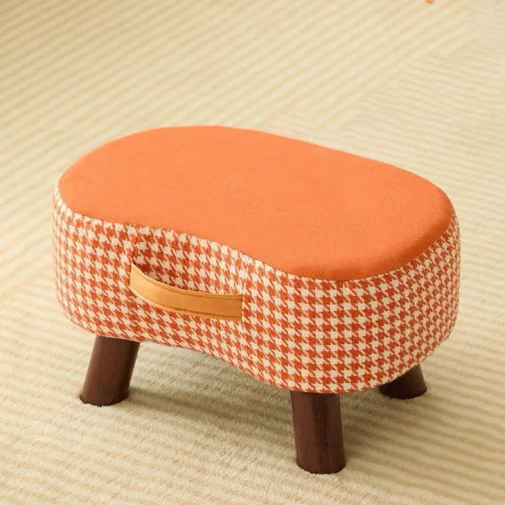 Solid Wood Cushioned Stool – Living Room Footrest & Ottoman, 6 Colours