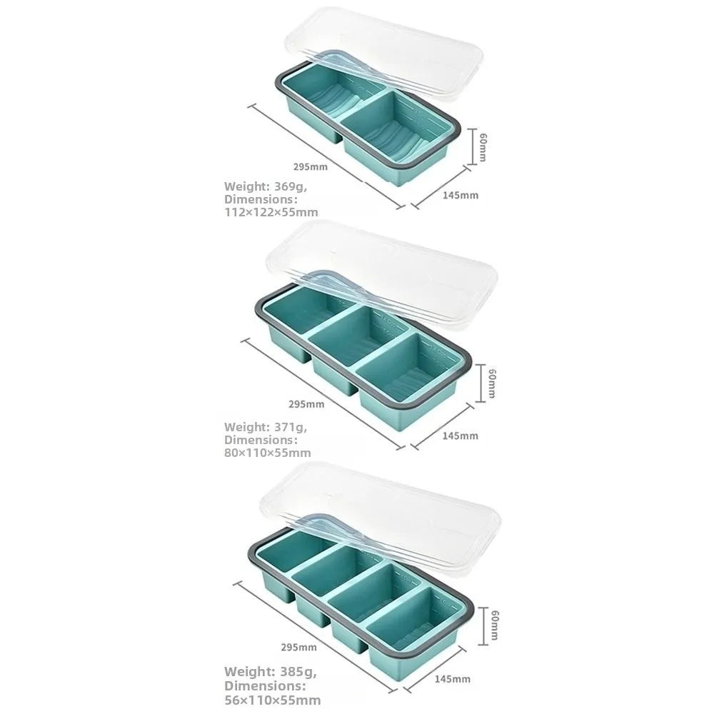 Silicone Compartment Lunch Box – Food-Grade, Microwave Safe, 2, 3 or 4 Grid, Blue