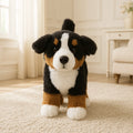 Lifelike Bernese Mountain Dog Plush Stuffed Toy | Breed-Accurate Tricolour | Long Fluffy Coat | Standing Pose | 25cm