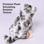 Blue Merle Australian Shepherd Plush Puppy | Soft Long-Pile Coat | Breed-Accurate Merle Markings | 30cm Sitting Companion