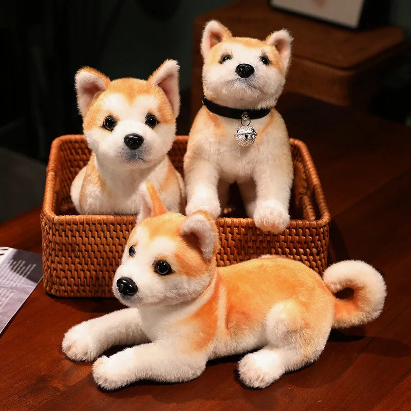 Lifelike Shiba Inu Plush Stuffed Toy | 6 Styles | Simulation Coat | Multiple Poses | Some with Collar & Bell | 25–30cm