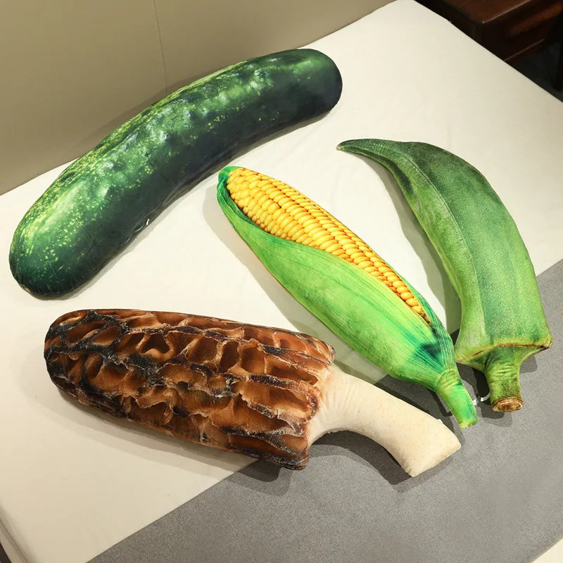 Vegetable & Mushroom Plush Pillows – Realistic Food Designs