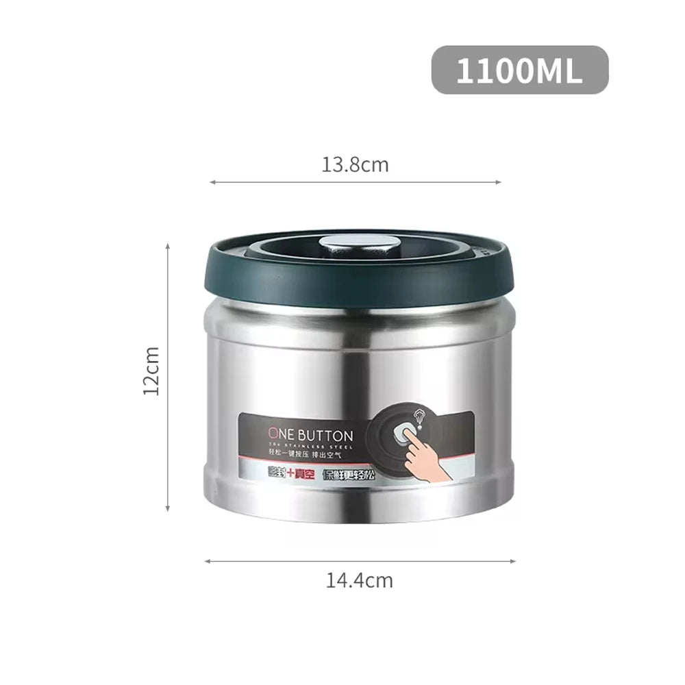 Stainless Steel Vacuum Airtight Coffee Canister – 750ml, 1100ml, 1600ml