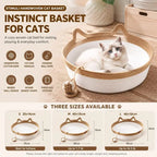Handwoven Cotton Rope Cat Basket | Cat Ear Handles | Ball Toy Included | 3 Sizes