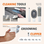 Pet Grooming Vacuum Kit | 2.5L | 3 Suction Modes | 5 Tools | Cordless Low-Noise Clipper | 3 Colours