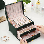 Three-Layer Locking Jewellery Box with Arch Lid – Faux Leather, Velvet Interior, 4 Colours