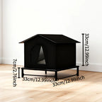 Insulated Cat House with Raised Stand and Cushion