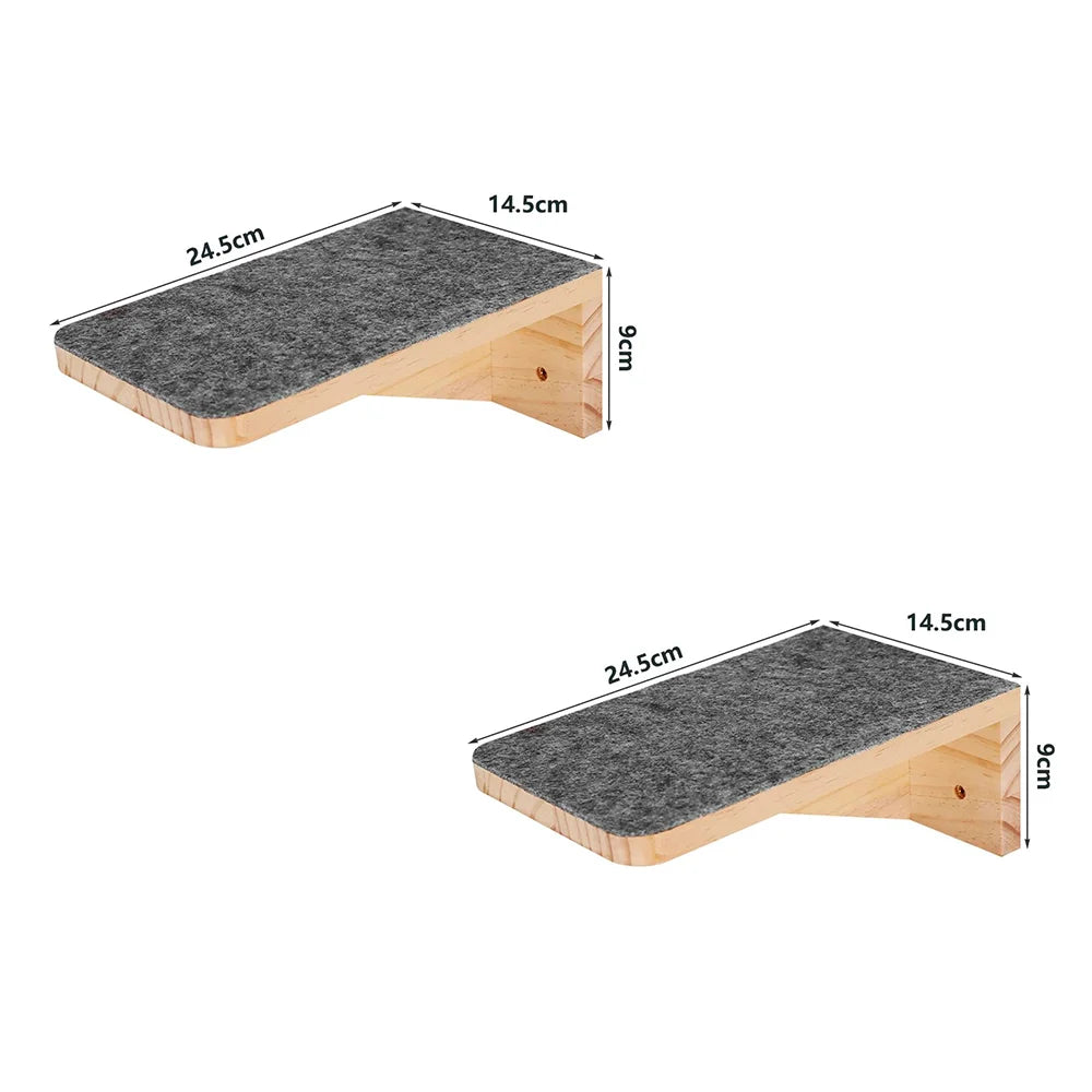 Wall-Mounted Wooden Cat Climbing Shelves – Modular Platforms, Scratching Posts & Hammock