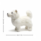 Lifelike Samoyed Plush Figurine | Simulation Short-Pile Coat | 4-Legged Standing Pose | Curled Tail | 30×20cm Desk Companion