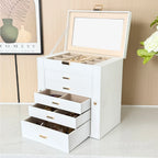 Multi-Layer Faux Leather Jewellery Box with Mirror – 2, 3 or 6 Layers, 4 Colours