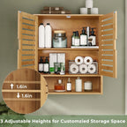 Wall-Mounted Bamboo Bathroom Cabinet – Storage Shelf & Medicine Cupboard, White or Wood