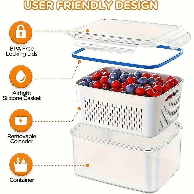 4-Piece Airtight Stackable Food Storage Container Set – Leakproof Meal Prep Boxes, Gray or Blue