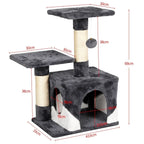 Cat Tree 69cm – 3-Tier with Condo, Platforms, Scratching Posts & Dangling Ball