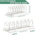 Expandable Pan and Lid Organiser Rack – Adjustable Kitchen Cabinet Storage