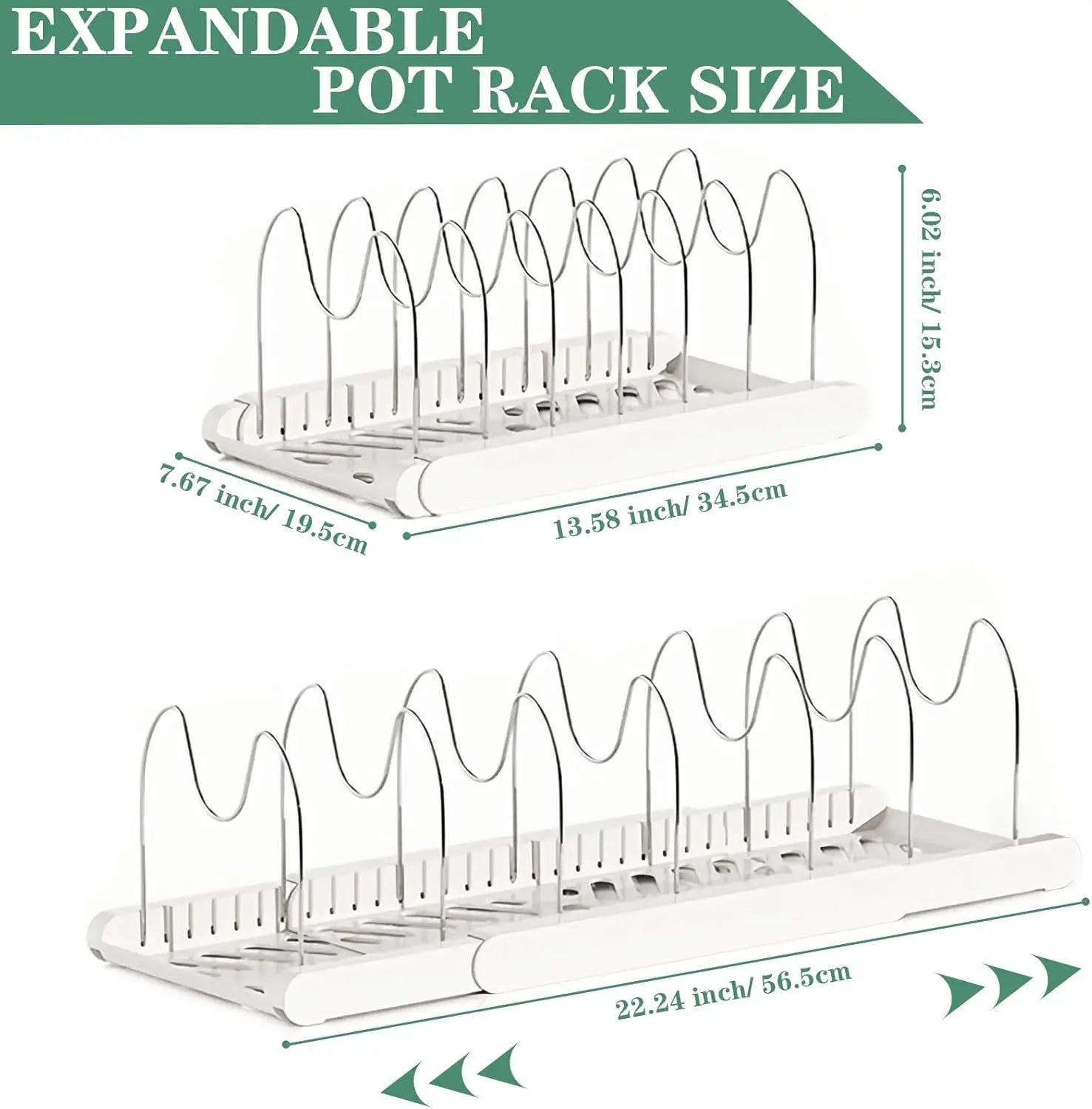 Expandable Pan and Lid Organiser Rack – Adjustable Kitchen Cabinet Storage