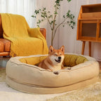 Corduroy Bolster Pet Sofa Bed | Waterproof Inner Cover | Detachable & Washable | 2 Sizes