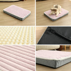Memory Foam Dog Bed Mat | Washable Zipper Cover | Damp-Proof | Pink & Khaki