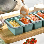 Silicone Compartment Lunch Box – Food-Grade, Microwave Safe, 2, 3 or 4 Grid, Blue