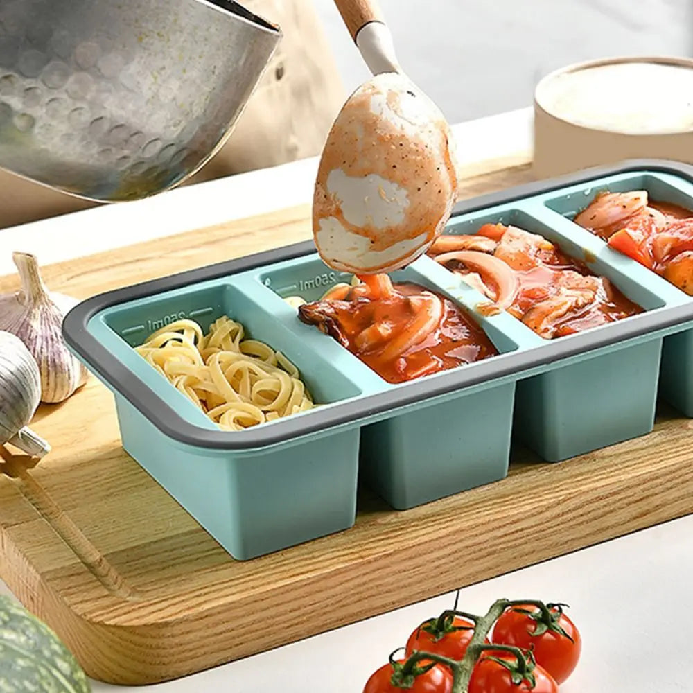 Silicone Compartment Lunch Box – Food-Grade, Microwave Safe, 2, 3 or 4 Grid, Blue