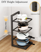 Multi-Tier Pot and Pan Organiser Rack – Carbon Steel, 2 to 5-Tier