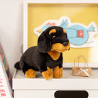 Lifelike Dachshund Plush Stuffed Toy | Black & Tan | 2 Sizes 25–35cm