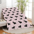 Pink Bat Pattern Halloween Plush Throw Blanket for Bed & Sofa
