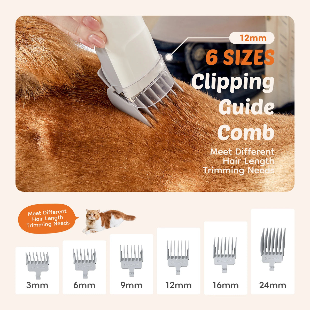 Pet Grooming Vacuum Kit | 2.5L | 3 Suction Modes | 5 Tools | Cordless Low-Noise Clipper | 3 Colours