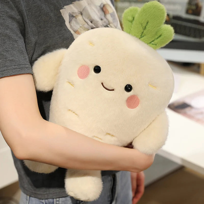 Kawaii Carrot & Turnip Plush Stuffed Toy | PP Cotton Fill | Desk Decoration | 2 Sizes