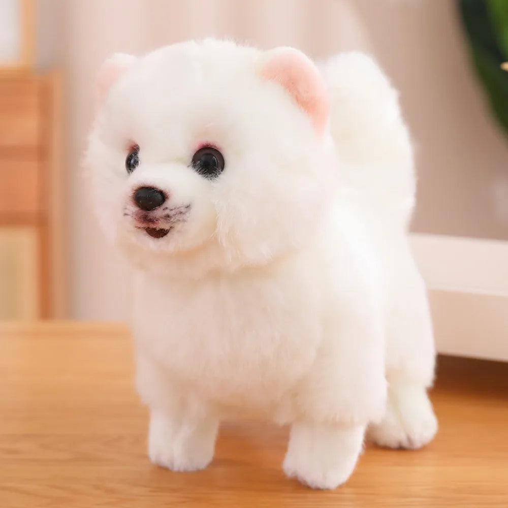 Lifelike Pomeranian Plush Stuffed Toy | Standing Pose | 3 Coat Styles | Simulation Plush | 26cm