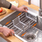 Adjustable Stainless Steel Sink Drain Rack – Over-Sink Utensil & Produce Storage