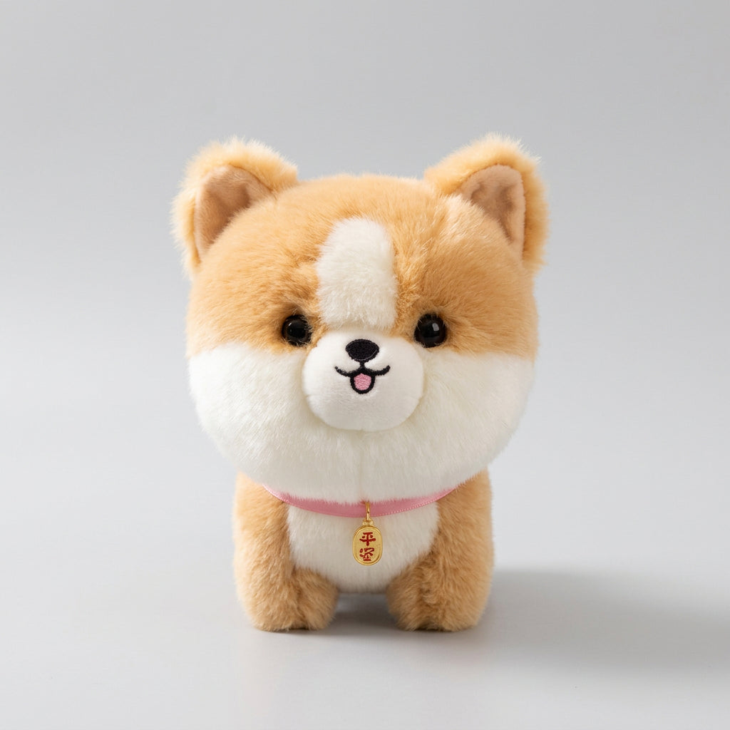Lifelike Japanese Puppy Plush Stuffed Toy | 8 Breed-Inspired Styles | Lucky Charm Collar