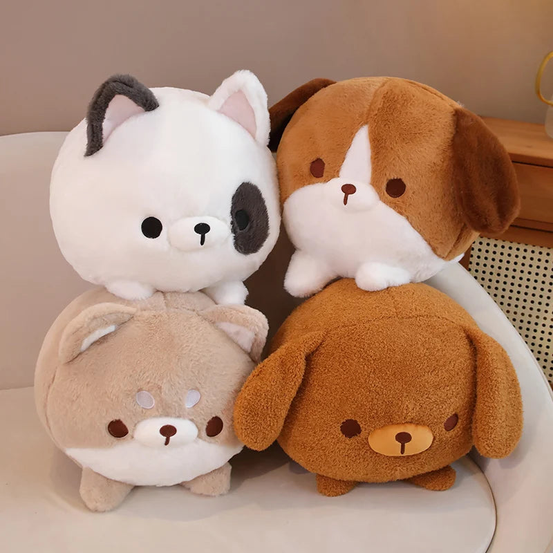 Kawaii Round Dog Hug Pillow Plush | 4 Styles | Sofa Cushion | 2 Sizes: 30 & 40cm