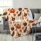 Spooky Pumpkin & Ghosts Plaid Throw Blanket for Halloween Decor