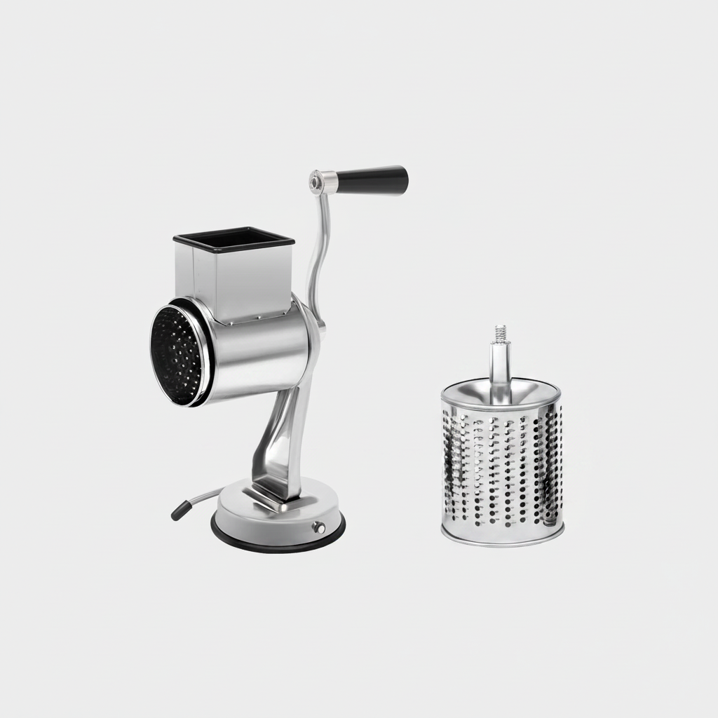 Rotary Grater with 5 Stainless Steel Blades – Manual Vegetable Slicer & Cheese Grater