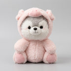 Kawaii Husky in Pig Costume Plush Stuffed Toy | Pink | PP Cotton | 20cm